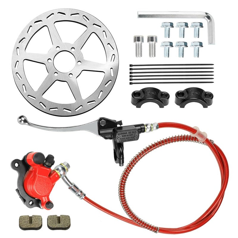 FVRITO Upgraded Mini Bike Hydraulic Disc Brake Kit for Baja DB30 Doodle Bug Blitz Dirt Bug Racer 97cc 79cc Predator 28hp Engine with 180mm Brake Disc Rotor Master Cylinder Caliper Pads Assembly Parts - Image 2