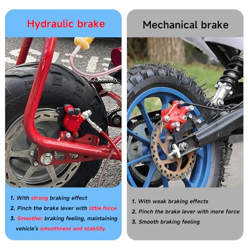 FVRITO Upgraded Mini Bike Hydraulic Disc Brake Kit for Baja DB30 Doodle Bug Blitz Dirt Bug Racer 97cc 79cc Predator 28hp Engine with 180mm Brake Disc Rotor Master Cylinder Caliper Pads Assembly Parts - Image 3