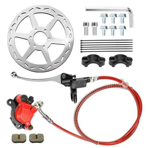 FVRITO Upgraded Mini Bike Hydraulic Disc Brake Kit for Baja DB30 Doodle Bug Blitz Dirt Bug Racer 97cc 79cc Predator 28hp Engine with 180mm Brake Disc Rotor Master Cylinder Caliper Pads Assembly Parts - Image 1