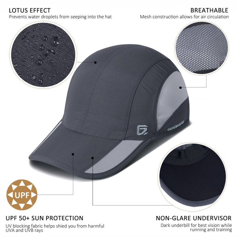 GADIEMKENSD GADIEMKENSD Outdoor Running Hat Men's Cooling UPF50+ Womens Baseball Cap Sport Mesh Sun Hat Trucker Dad Hats Quick Dry Breathable Unstructured for Summer Camping Fishing Hiking Improved Dark Gray L  - Image 3