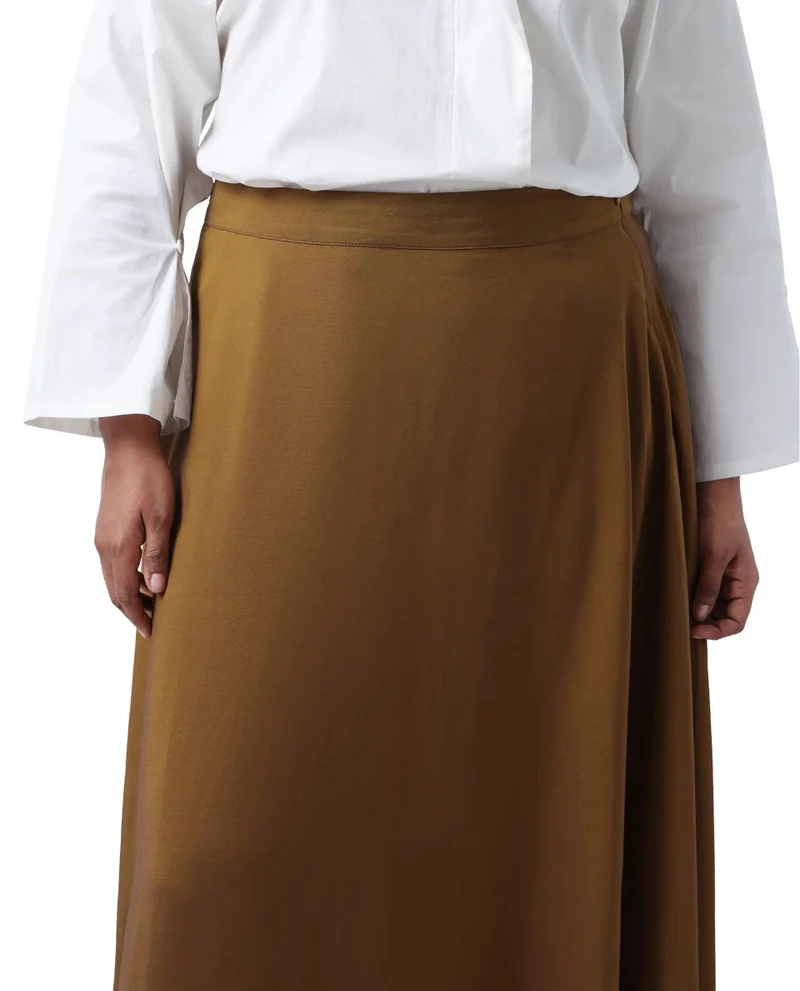 Rareism Women's Metallic Flared Maxi Skirt
