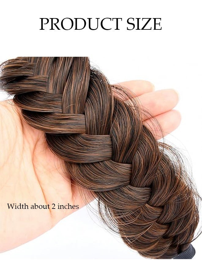DUNISO Wide Braided Headband Hoop,Chunky Fishtail Braided Hair Band Hairpiece for Girls Women ,Wide Messy Braided Headband with Teeth ,Elastic Non-slip Hairpiece Band, Beauty Hair Accessories for Women and Girl - Image 2