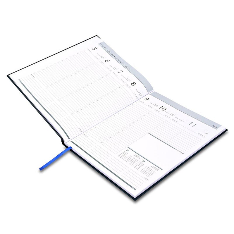 FIS 2026 Executive Diary, 210x260mm, 1 Side Padded Vinyl Cover, 1 Week at a Glance Format, Arabic/English/French, 70gsm White Paper, Blue Cover-FSDI34AE26BL - Image 3