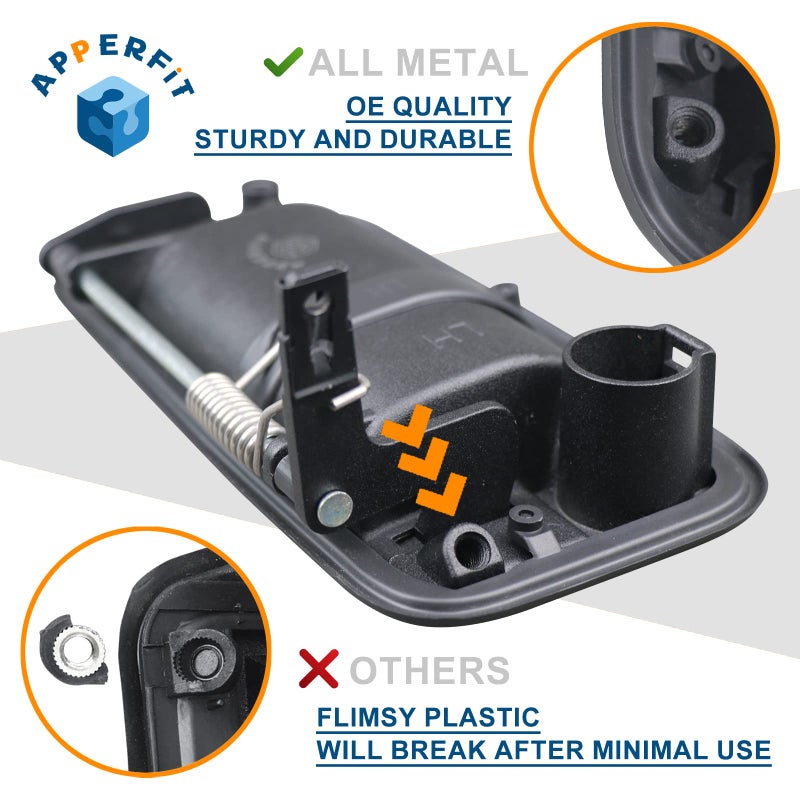 APPERFiT All Metal Exterior Door Handle Front Compatible with 1995-2000 Chevrolet Chevy Tahoe Suburban C1500 C2500 C3500 K1500 K2500 K3500 GMC Yukon Replaces 15742229 15742230 - Image 3