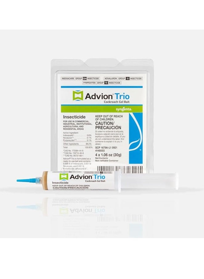 syngenta Advion Trio Cockroach Gel Bait, 1 Tubes x 30-Grams, 1 Plunger and 2 Tips, Formulated with 0.6% Indoxacarb, 0.1% Novaluron and 0.1% Pyriproxyfen, Ready-to-Use Roach Killer for Indoor and Outdoor Use  - Image 1