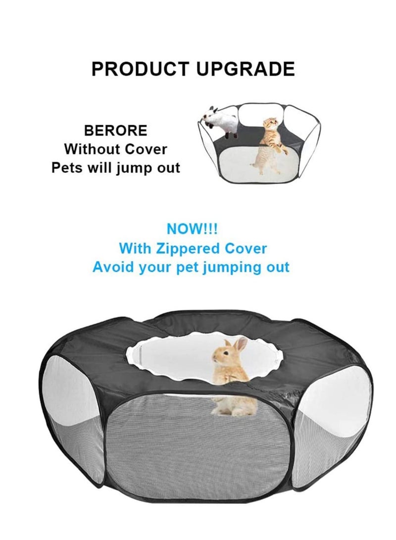 SOLARAE Bunny Cage Small Animals Tent Hamster Playpen with Portable Breathable Transparent Outdoor Indoor Yard Fence Pet for Rabbit Ferret - Image 2