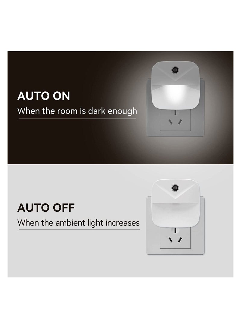 SYOSI 4 Pack Night Light Plug In Smart Light Automated On And Off Wall Light for Hallways Bedrooms Bathrooms Kitchens Stairs White Light Intelligent Induction Bedside Lamp Energy Saving Light Control - Image 4