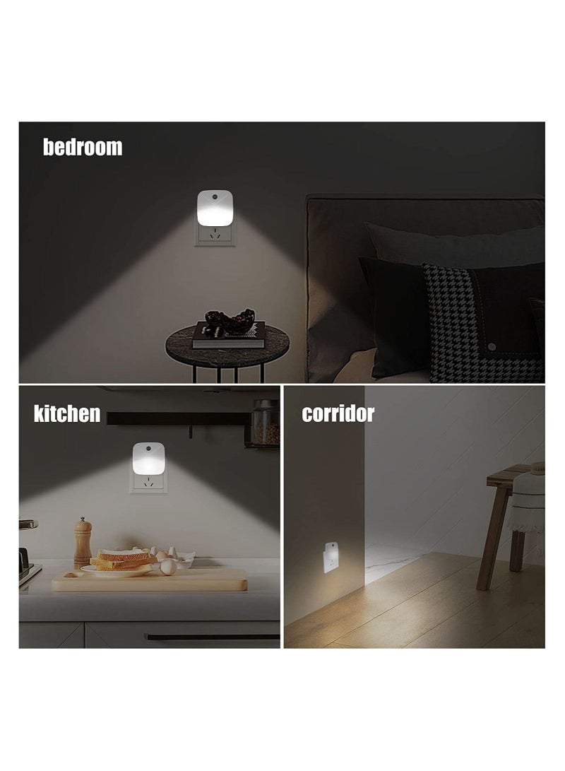 SYOSI 4 Pack Night Light Plug In Smart Light Automated On And Off Wall Light for Hallways Bedrooms Bathrooms Kitchens Stairs White Light Intelligent Induction Bedside Lamp Energy Saving Light Control - Image 3