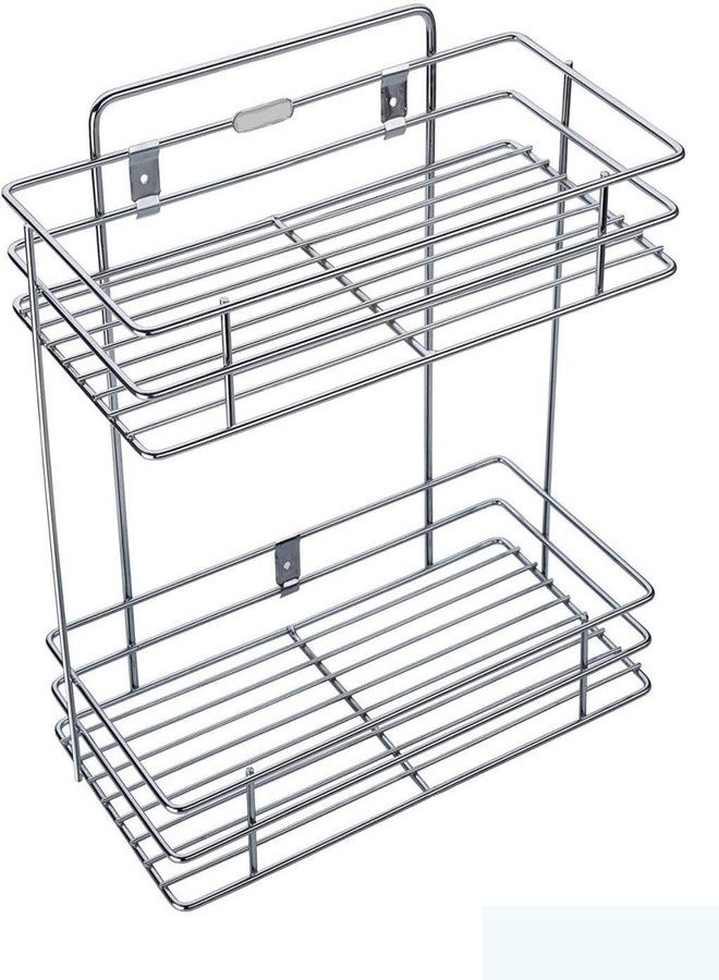 AASMUDRAT Wall Mount 2 Layer Stainless Steel Kitchen Rack | Spice Rack & Shelf Organizer for Storage | Rust-Free Tiered Shelf Stand for Fruits, Vegetables, Jars, Utensils. - Image 1