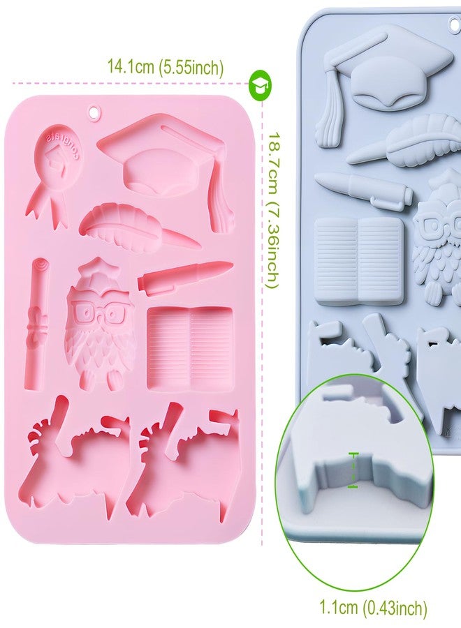 LLPMutu 2 Pack Graduation Silicone Molds Graduation Theme Silicone Chocolate Molds Graduation Cap Mold Diploma Owl Pens Books Scroll Clay Crafting Congrats Grad Chocolate Candy Mould for Grad Party Supplies - Image 4