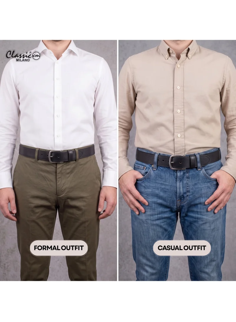 Classic Milano Classic Milano Genuine Leather Belt for Men - Semi-Casual & Party Wear Belt for Jeans, Casual Outfits, and Gifts - Black, Brown & Tan Men’s Belt