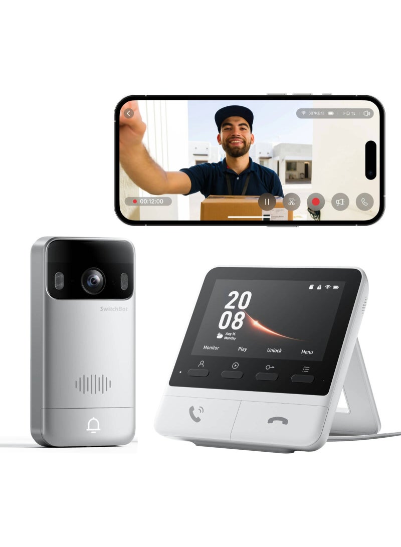 SwitchBot Smart Video Wireless Doorbell, 2K Full HD Video, Two-Way Talk, Color Night Vision, IP65 Weatherproof, 5000mAh Ultra-Long Battery Life, Motion Detection, Ultra-Wide View - Image 2