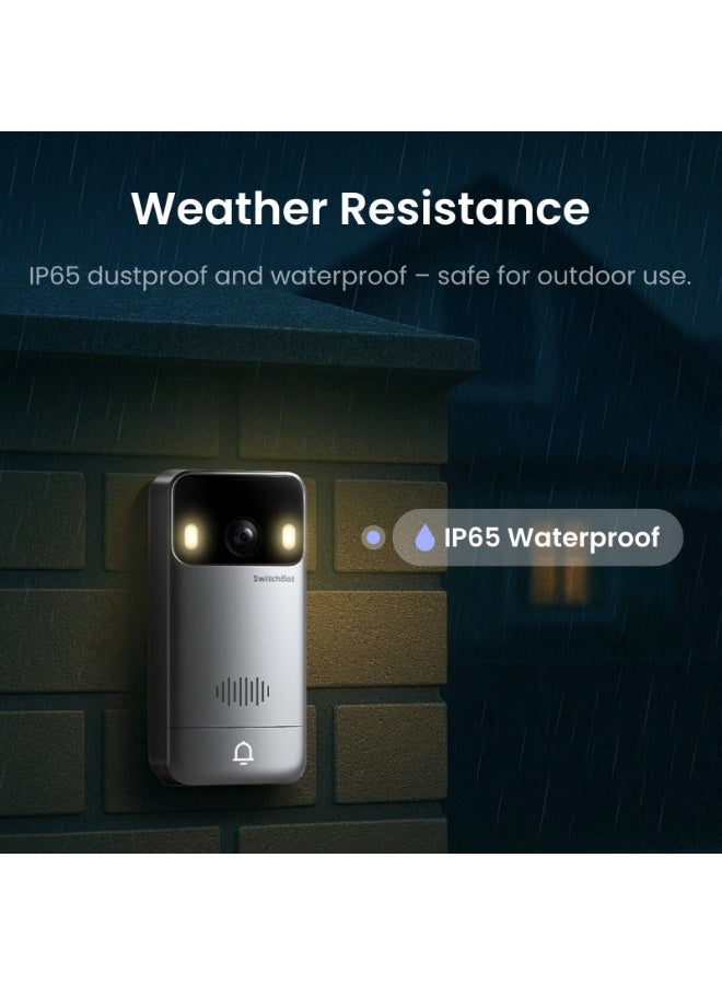 SwitchBot Smart Video Wireless Doorbell, 2K Full HD Video, Two-Way Talk, Color Night Vision, IP65 Weatherproof, 5000mAh Ultra-Long Battery Life, Motion Detection, Ultra-Wide View - Image 4