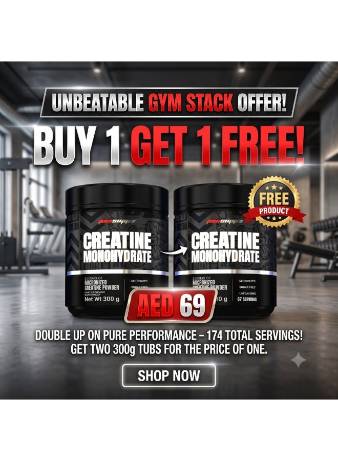 ProSupps Micronized Creatine Monohydrate Powder - Buy 1 Get 1 Free (Unflavored, 2x 300g, 174 Total Servings) - Image 1