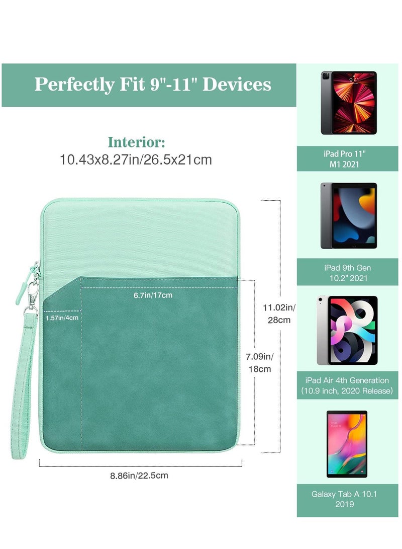 9-11 Inch Tablet Sleeve Bag Carrying Case, Protective with Pocket, Green - Image 2