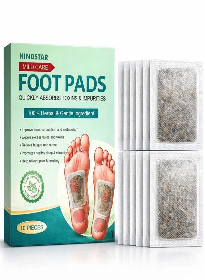 HINDSTAR Herbal Mild Care Foot Pads for Men & Women | Soft Self-Adhesive Overnight Foot Patches | Lightweight, Comfortable & Easy-to-Use Daily Foot Care Pads for Regular Use (10 Pieces, Pack of 1) - Image 1