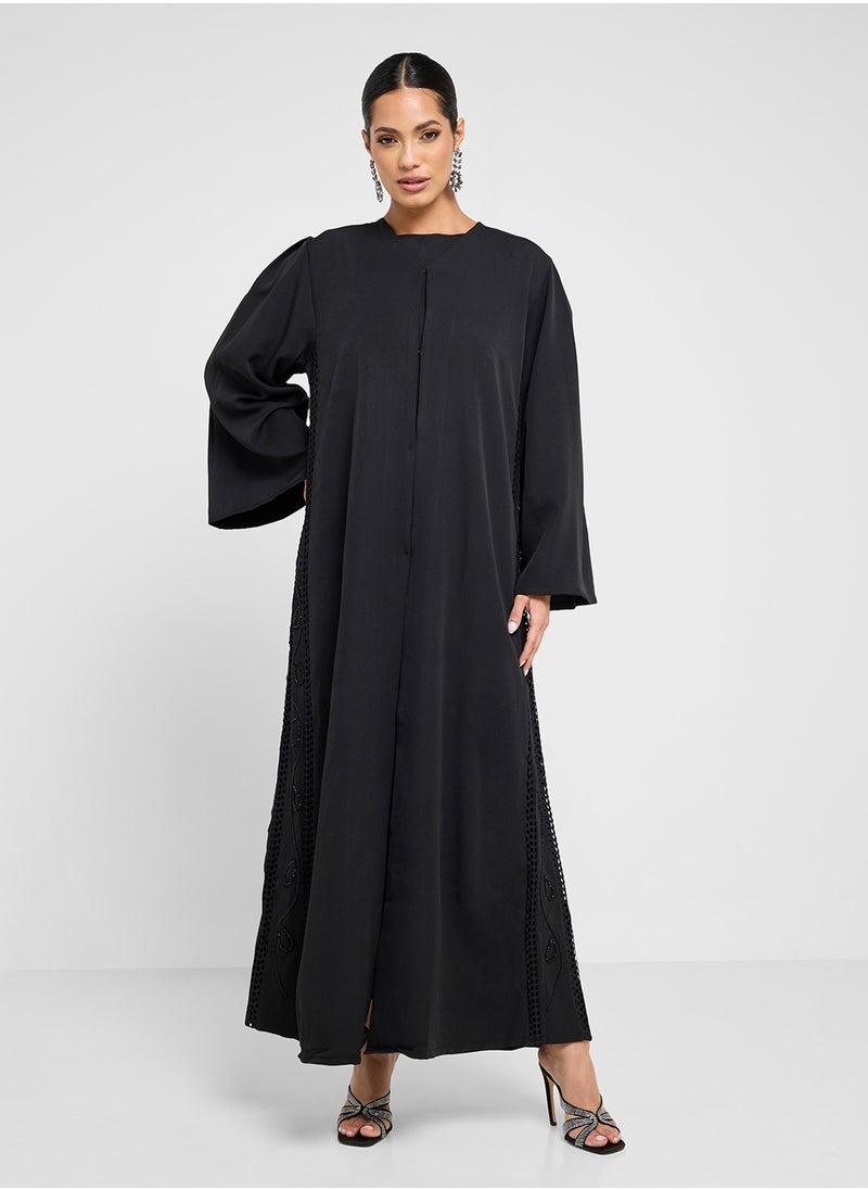 Embellished Black Abaya with Sheila