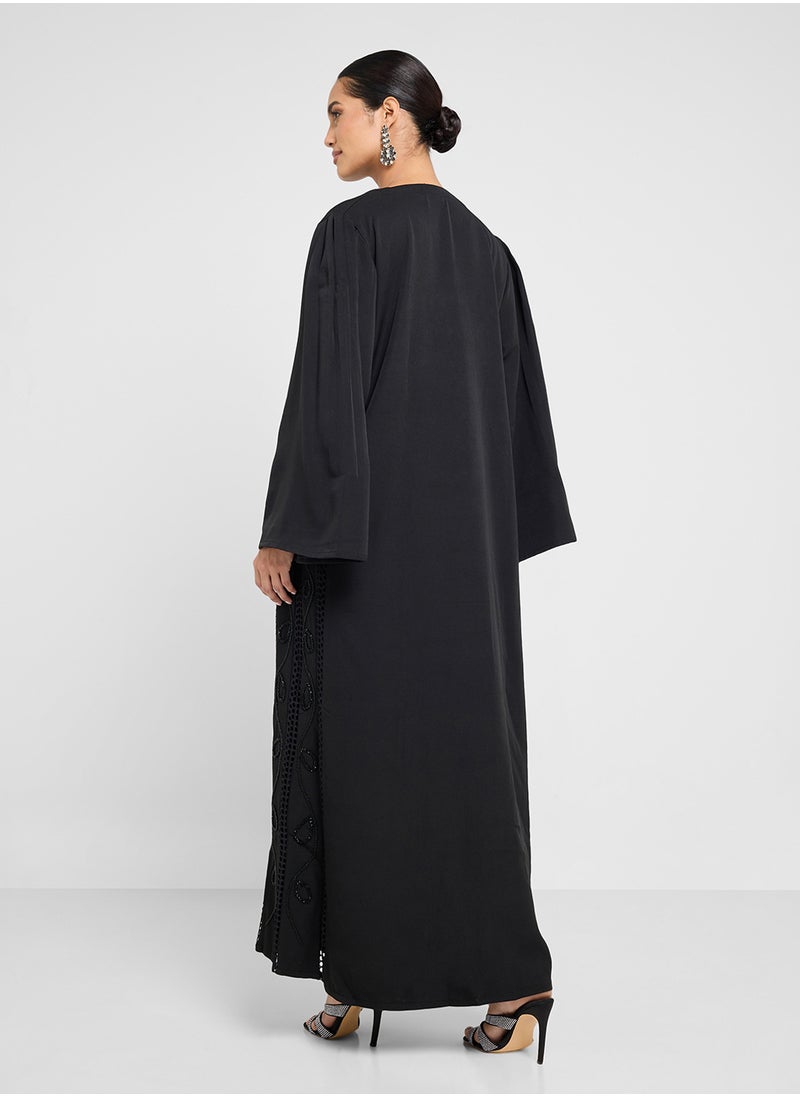 Embellished Black Abaya with Sheila