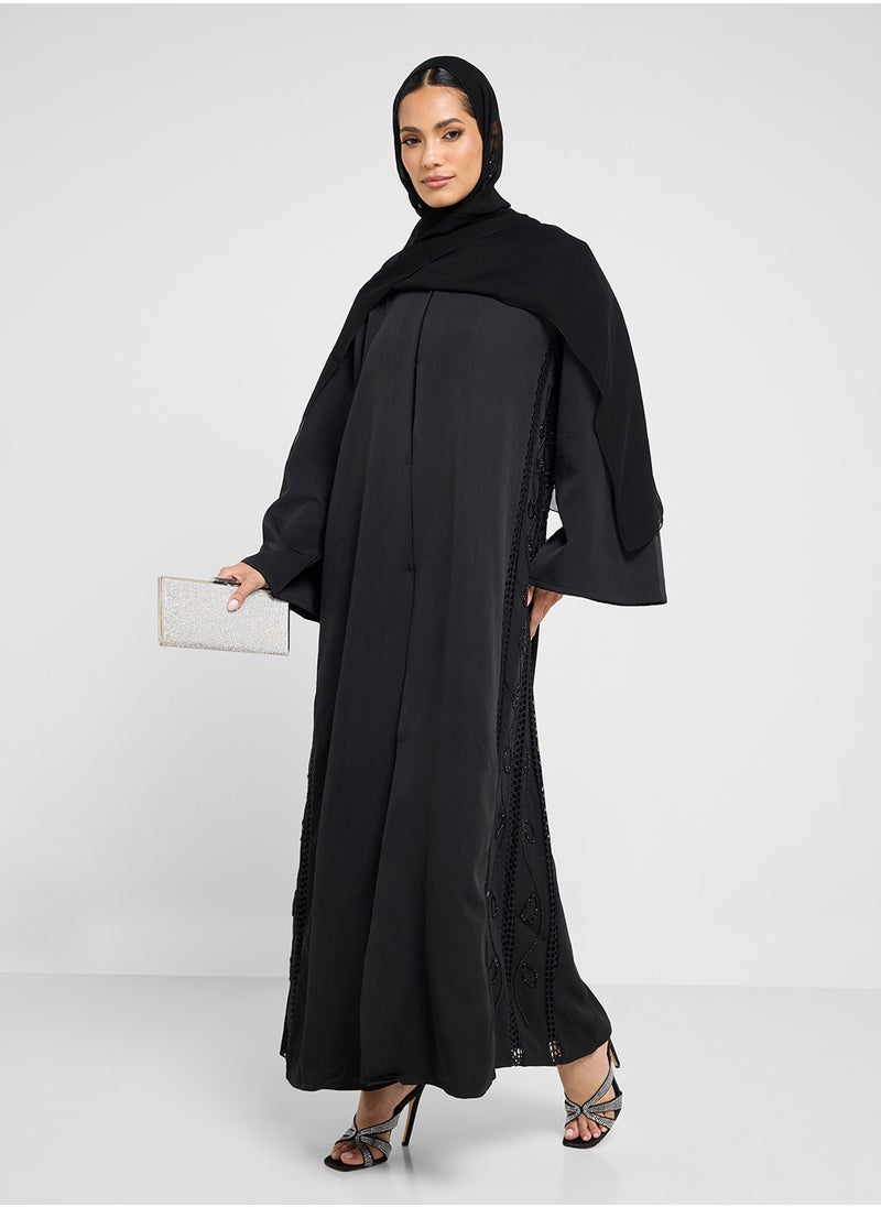 Embellished Black Abaya with Sheila