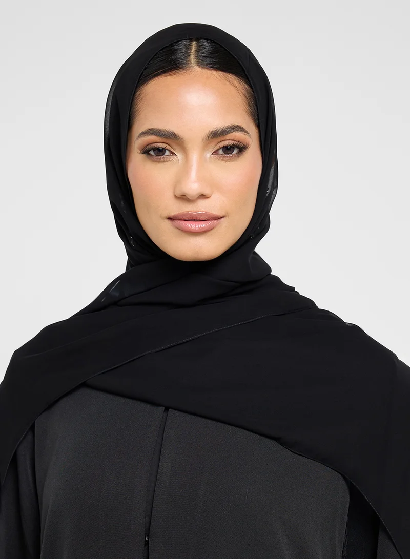 hayas closet Embellished Black Abaya with Sheila