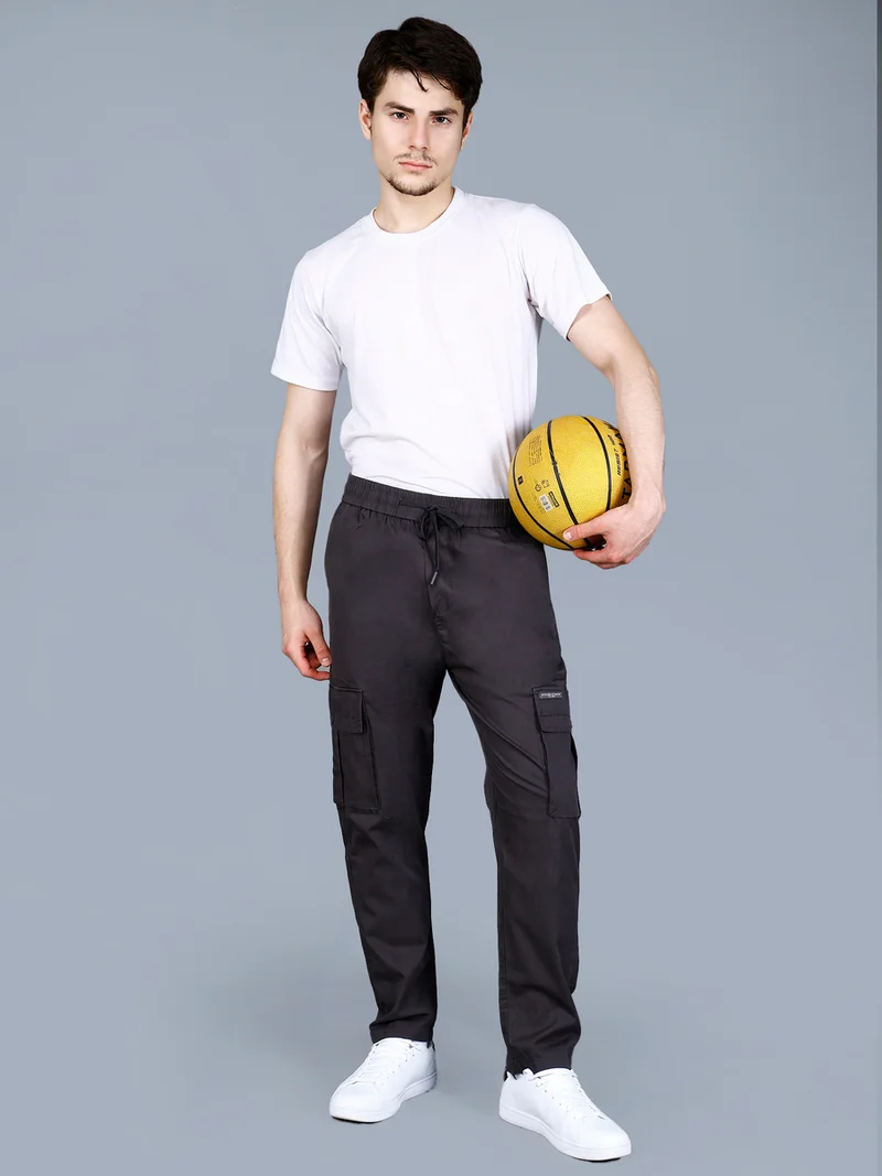 Fort Collins Fort Collins Men Solid Cargo Pants with Drawstring