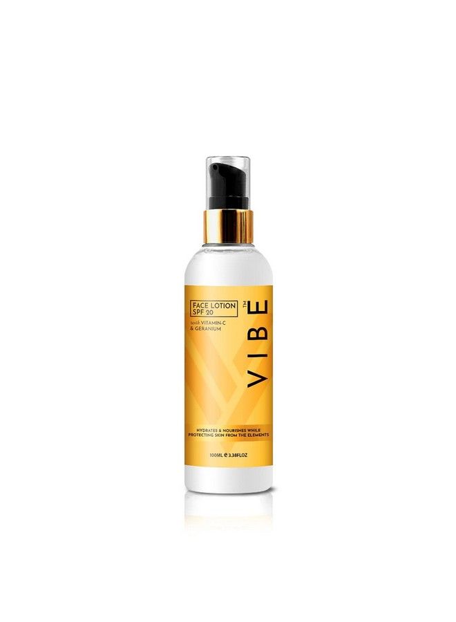 Vibe Face Lotion & Skin Moisturizer For Women & Men Spf 20100Ml Vitamin C & Geranium For Dry Skin Natural Ingredients To Hydrate Nourish & Skin Protection From Uv Rays - Image 1
