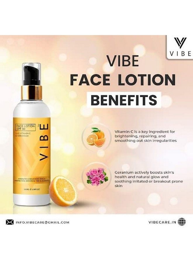 Vibe Face Lotion & Skin Moisturizer For Women & Men Spf 20100Ml Vitamin C & Geranium For Dry Skin Natural Ingredients To Hydrate Nourish & Skin Protection From Uv Rays - Image 4