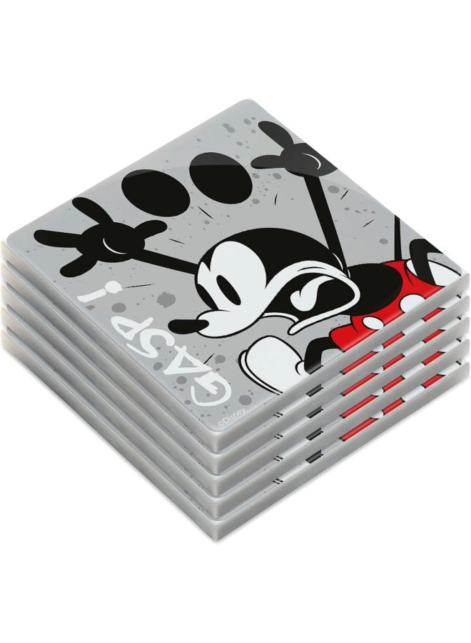 EGAN 5-Piece MICKEY I AM & MINNIE I AM Collection Coaster Set – Glazed Ceramic Drink Coasters for Table Protection – Kitchen Accessories & Home Decor – Handwash Only (MICKEY GREY) - Image 1