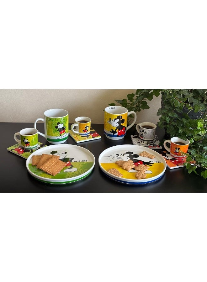 EGAN 5-Piece MICKEY I AM & MINNIE I AM Collection Coaster Set – Glazed Ceramic Drink Coasters for Table Protection – Kitchen Accessories & Home Decor – Handwash Only (MICKEY GREY) - Image 2