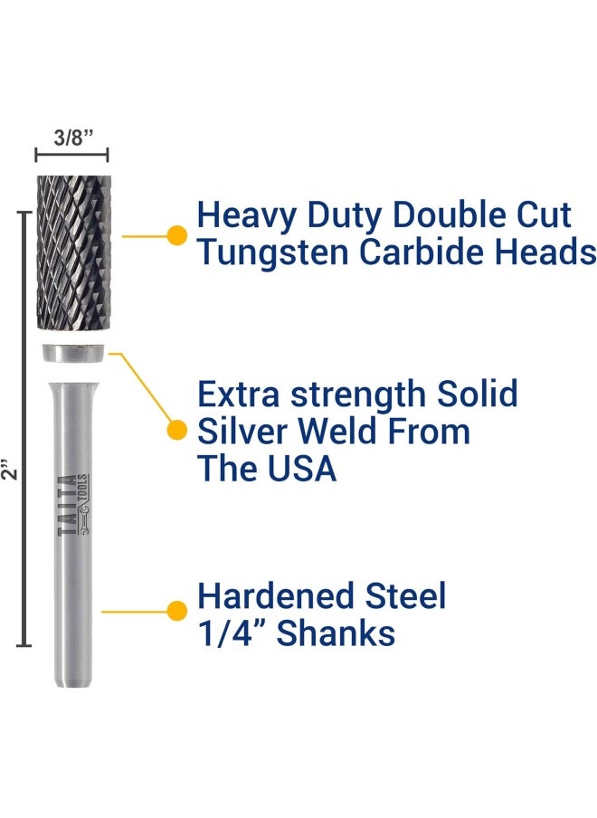 Generic Taitatools 8Pieces Carbide Burr Set 1/4" Shank, Tungsten Double Cut Rotary Die Grinder Bits - Cutting Burrs For Milwaukee, Dewalt And Die Grinder Accessories - Wood Carving Metal Working  - Image 2