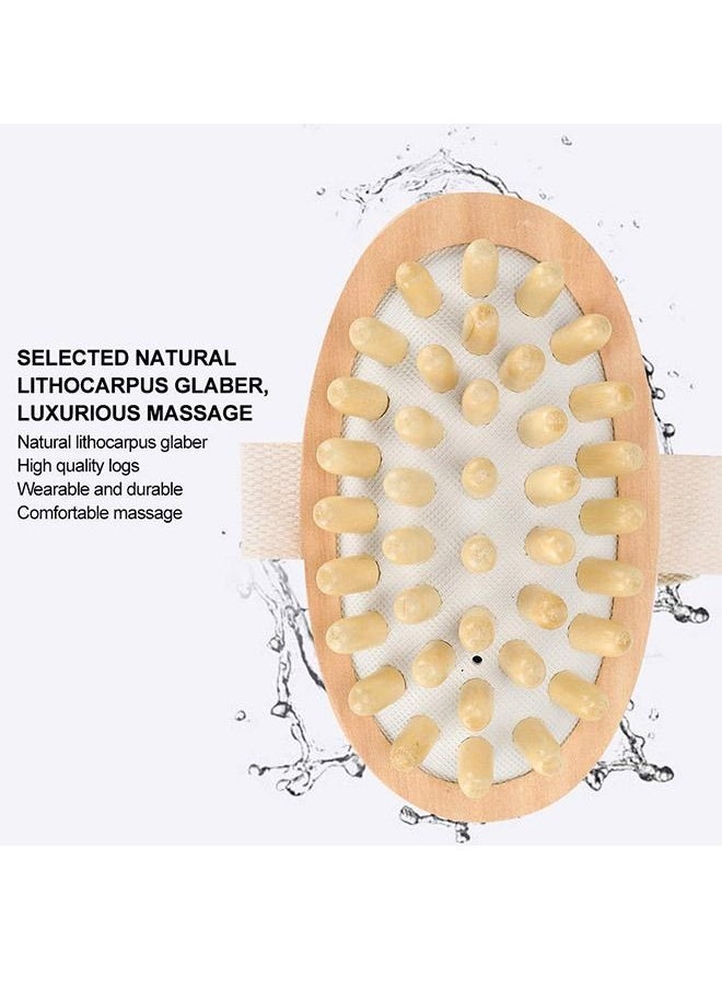 Generic - Wooden Dry Body Scrub Massage Brush, Handheld Natural Rubber Body Air Cushion Massager Comb, Drainage Exfoliating Shiatsu Body Brush (Beige) - Image 1