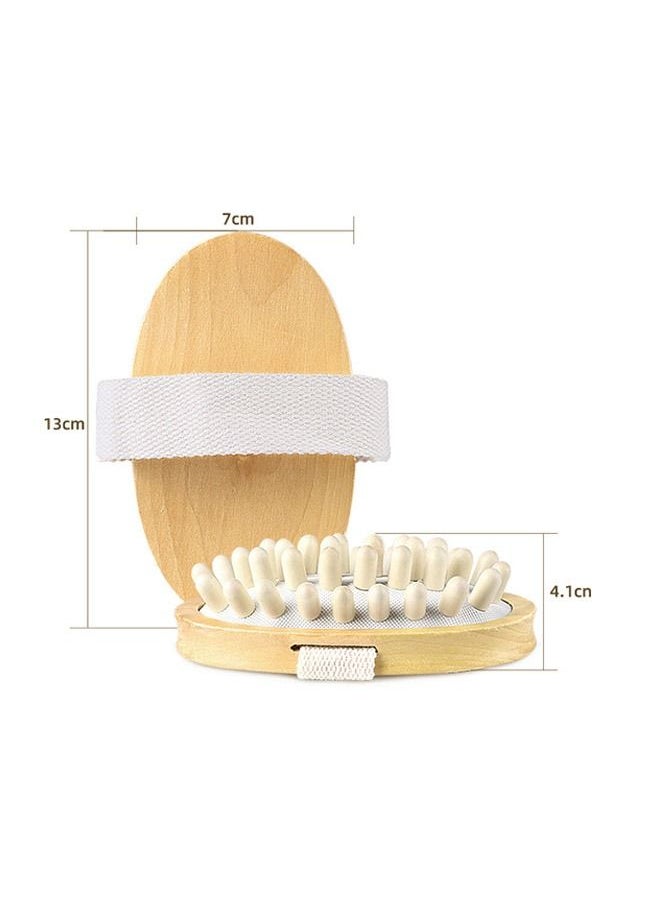 Generic - Wooden Dry Body Scrub Massage Brush, Handheld Natural Rubber Body Air Cushion Massager Comb, Drainage Exfoliating Shiatsu Body Brush (Beige) - Image 1