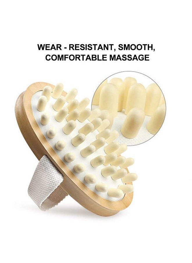 Generic - Wooden Dry Body Scrub Massage Brush, Handheld Natural Rubber Body Air Cushion Massager Comb, Drainage Exfoliating Shiatsu Body Brush (Beige) - Image 1