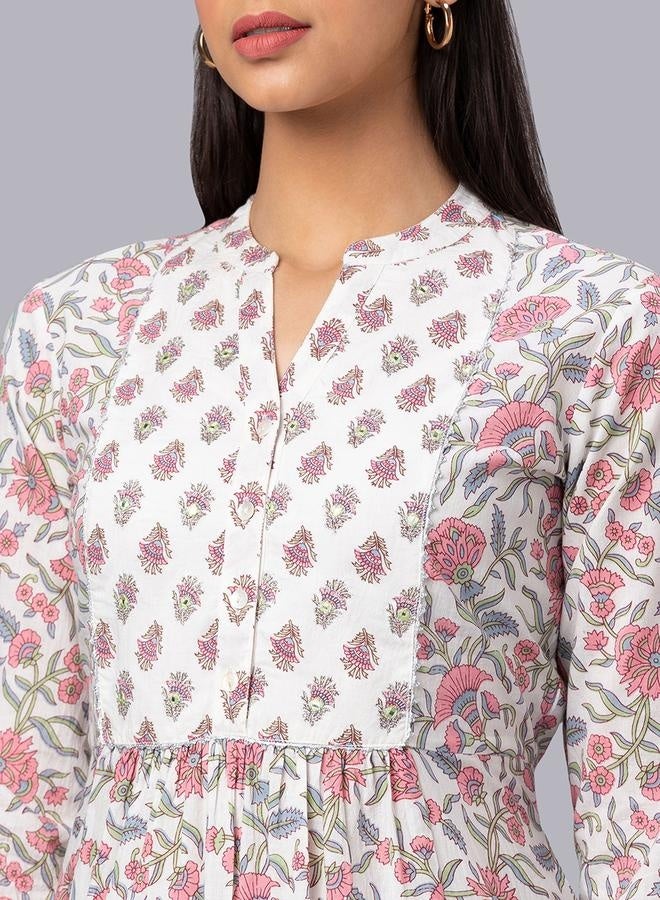 Globus Mandarin Collar Printed Kurta with Trousers Set - Image 5