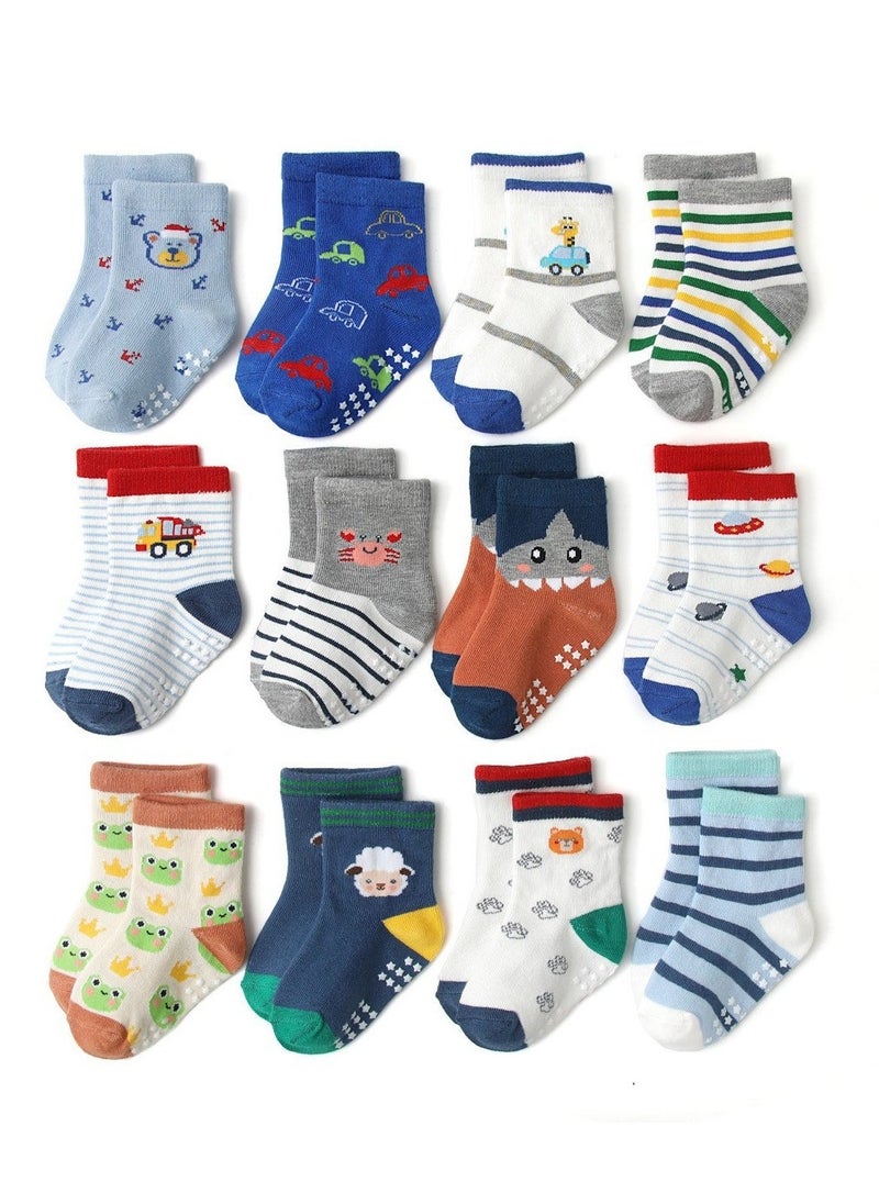 Children's Floor Socks Baby Non-Slip Socks 12 Pairs - Image 1