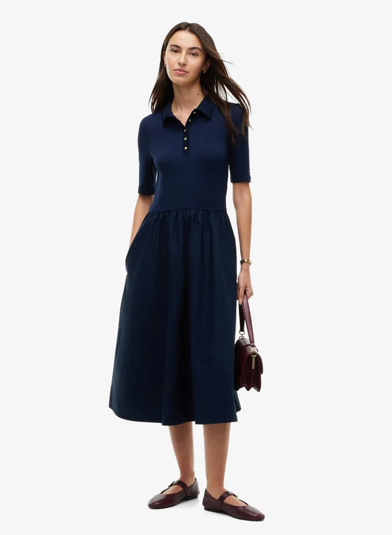 تومي هيلفيغر Midi Fit And Flare Polo Dress