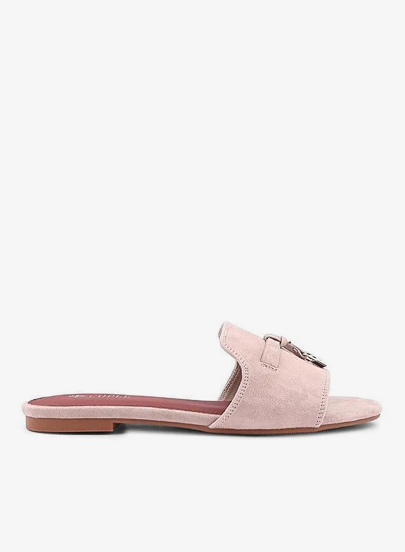 Cuple Women Buckle Detail Flat Slides