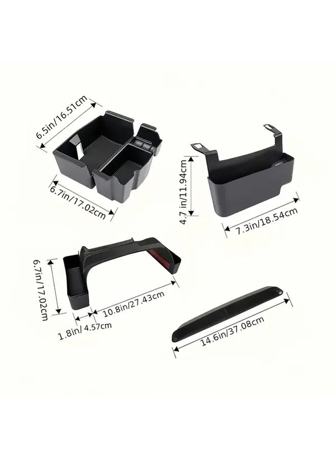 4pcs Center Console Organizer for 2018 2019 2020 2021 2022 2023 Jeep Wrangler JL JLU and JT Accessories Black Gear Shift Side Tray Hanging Armrest Storage Box - Image 2