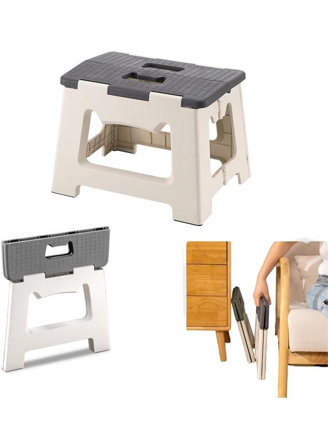DUNISO Portable Folding Stool, Foldable Step Stool, Fishing Stool, Plastic Stool with Handle for Kitchen, Bathroom Outdoor 32x25x22.5cm  - Image 1
