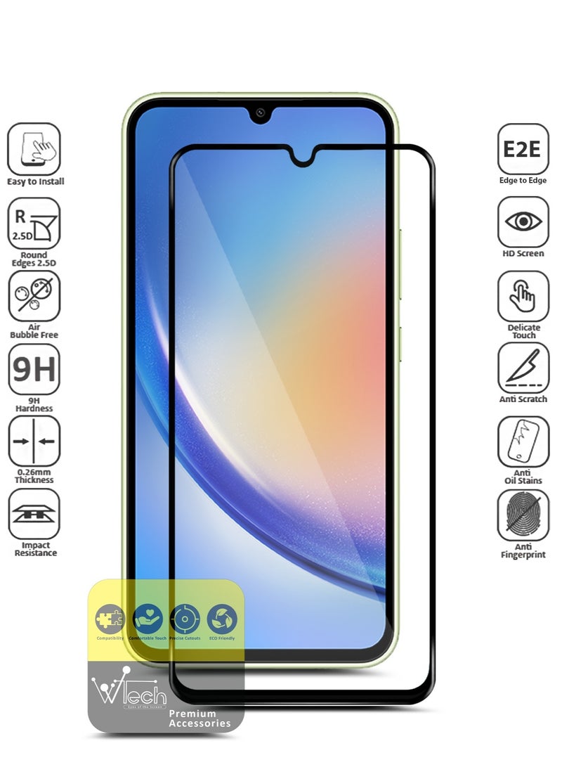 Wtech Premium E2E Full Surface Full Glue Tempered Glass Screen Protector for Samsung Galaxy A34 5G Clear/Black - Image 3