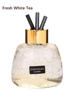 Flower Reed Diffuser with Incense Diffuser Sticks Luxury Elegant Odor Eliminator Air Freshener with Aromatherapy Essential Oil for Car Home Office Bedroom Gift 100ml Fresh White Tea Aroma