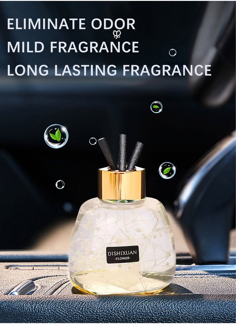 DISHIXUAN - Flower Reed Diffuser with Incense Diffuser Sticks Luxury Elegant Odor Eliminator Air Freshener with Aromatherapy Essential Oil for Car Home Office Bedroom Gift 100ml Fresh White Tea Aroma - Image 1