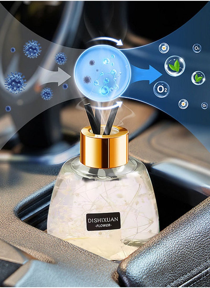 DISHIXUAN - Flower Reed Diffuser with Incense Diffuser Sticks Luxury Elegant Odor Eliminator Air Freshener with Aromatherapy Essential Oil for Car Home Office Bedroom Gift 100ml Fresh White Tea Aroma - Image 1