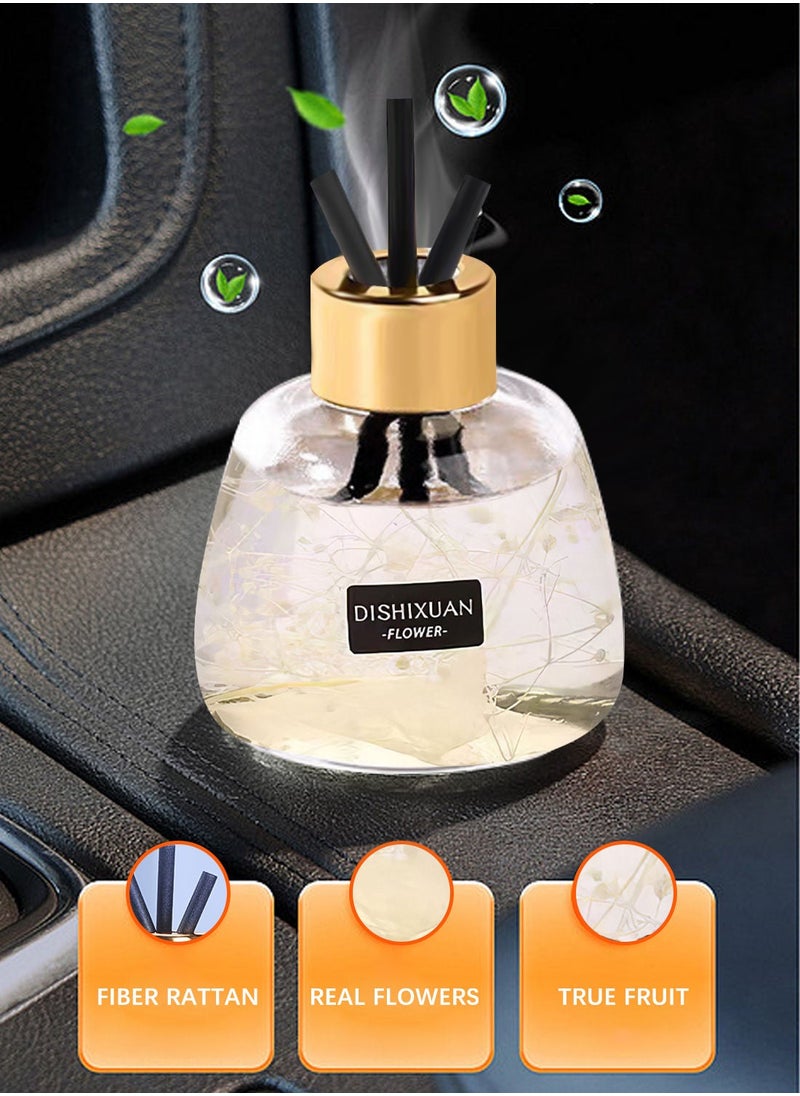 DISHIXUAN - Flower Reed Diffuser with Incense Diffuser Sticks Luxury Elegant Odor Eliminator Air Freshener with Aromatherapy Essential Oil for Car Home Office Bedroom Gift 100ml Fresh White Tea Aroma - Image 1