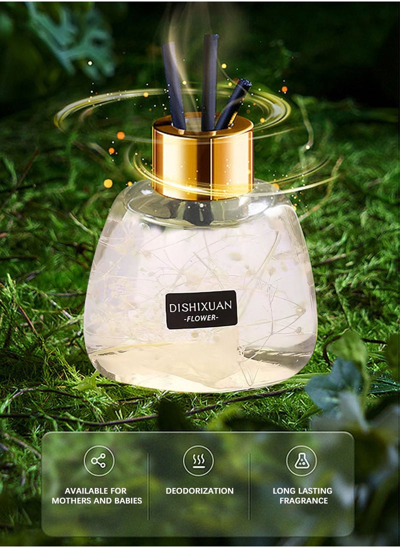 DISHIXUAN - Flower Reed Diffuser with Incense Diffuser Sticks Luxury Elegant Odor Eliminator Air Freshener with Aromatherapy Essential Oil for Car Home Office Bedroom Gift 100ml Fresh White Tea Aroma - Image 1