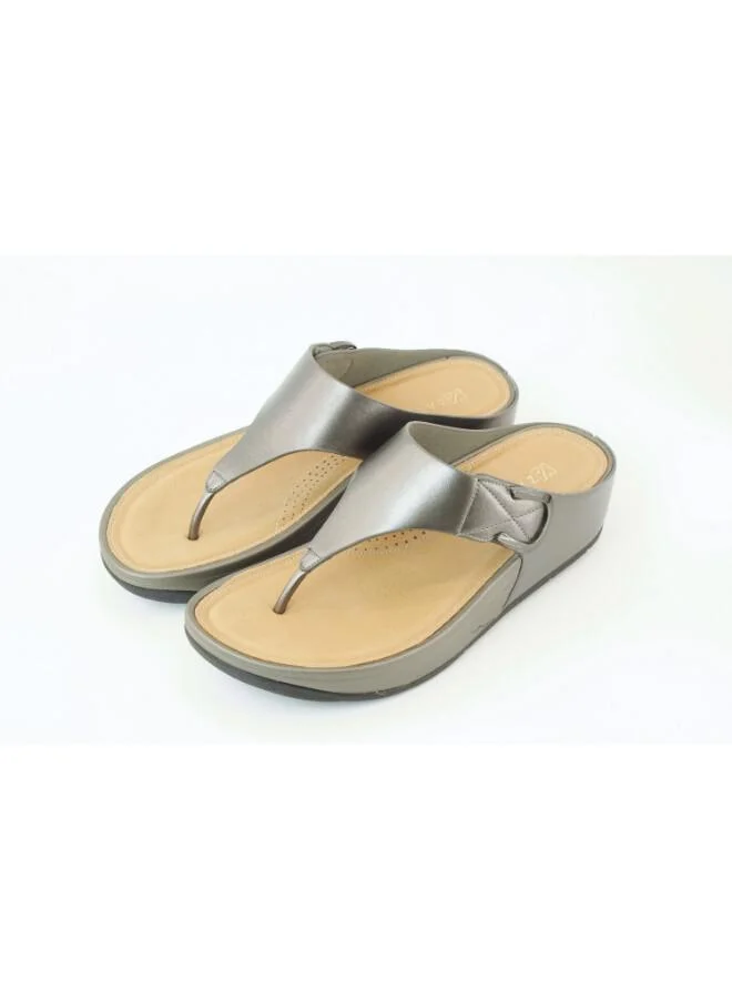 Zayna 221-370 Zayna Women's Adjustable Thong Wedge Slip on 25ABT101 Pewter