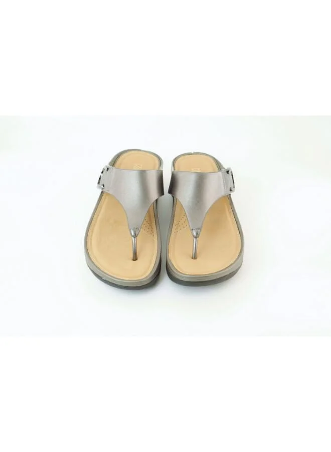 Zayna Pewter 221-370 Zayna Women's Adjustable Thong Wedge Slip on 25ABT101 Pewter for Women | Best Price UAE