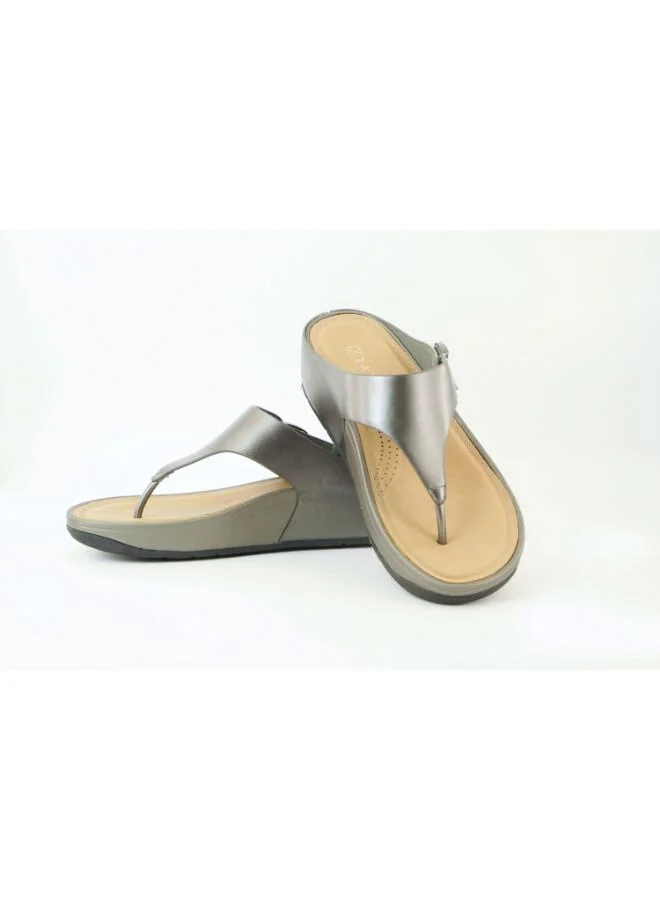 Zayna 221-370 Zayna Women's Adjustable Thong Wedge Slip on 25ABT101 Pewter