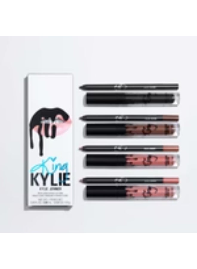 كايلي طقم الشفاه كينغ كايلي مات – إصدار عقد من الزمن من Kylie Cosmetics | أحمر شفاه سائل مات طويل الثبات مع محدد شفاه - Image 4