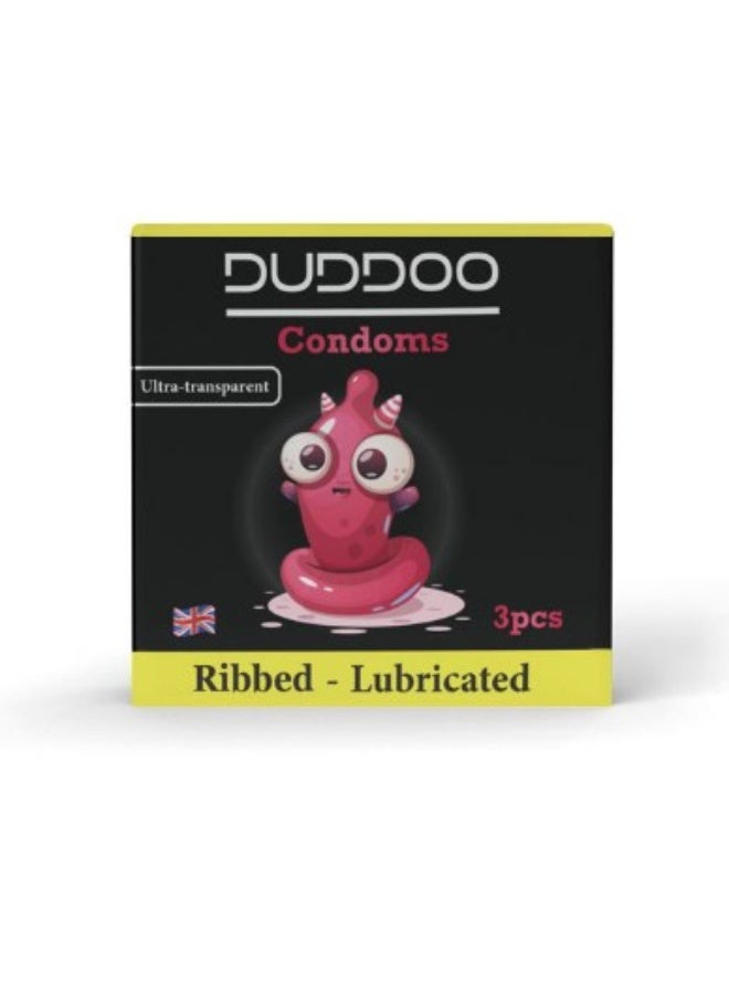 واقيات ذكرية مضلعة مزلقة - 3 قطع